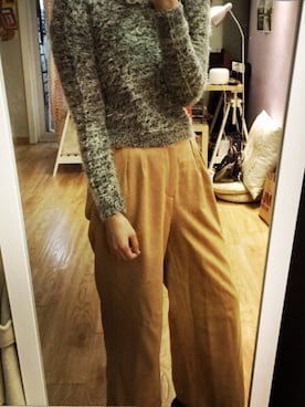 「SLLのアイテム（チノパンツ、ブラウン系）」を使った、ttwisttさん（レディース・166cm）の冬コーディネート