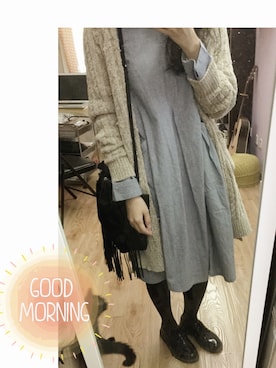 「SUN VALLEY（サンバレー）のアイテム（ワンピース、ブルー系）」を使った、ttwisttさん（レディース・166cm）の冬コーディネート