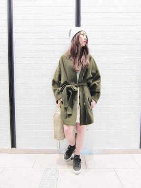 「URBAN RESEARCH ROSSO WOMEN（アーバンリサーチ　ロッソ）のアイテム（ニットキャップ/ビーニー）」を使った、nariさん（レディース・160cm）の冬コーディネート