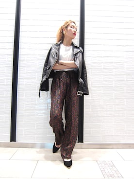 「URBAN RESEARCH ROSSO WOMEN（アーバンリサーチ　ロッソ）のアイテム（ライダースジャケット）」を使った、nariさん（レディース・160cm）の夏コーディネート