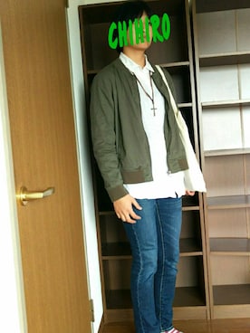 「大学」｜「アイテム（ブルゾン）」を使った、CHIHIRO さん（レディース・169cm）の春コーディネート