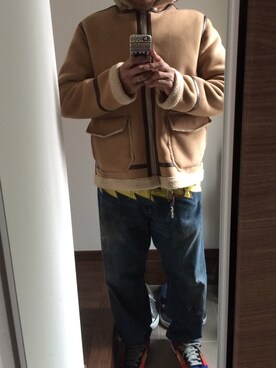 「WHIZLIMITED（ウィズリミテッド）のアイテム（その他アウター）」を使った、ながのひろきさん（メンズ・173cm）の冬コーディネート