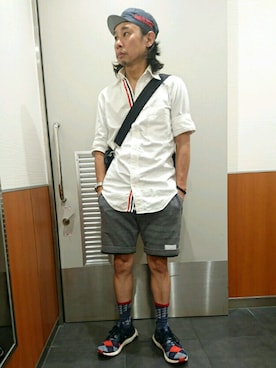 「MASH（マッシュ）のアイテム（帽子）」を使った、No.④さん（メンズ・160cm）の春コーディネート