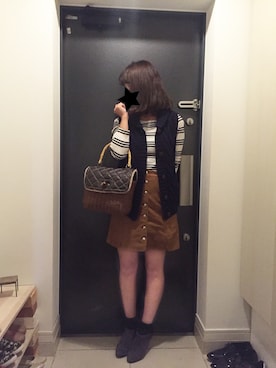 「アイテム（ブーティ、パープル系）」を使った、E*さん（レディース・153cm）の秋コーディネート