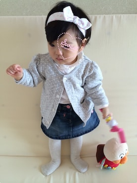 「アイテム（タイツ/ストッキング、ベージュ系）」を使った、yuzuさん（キッズ・70cm）の冬コーディネート