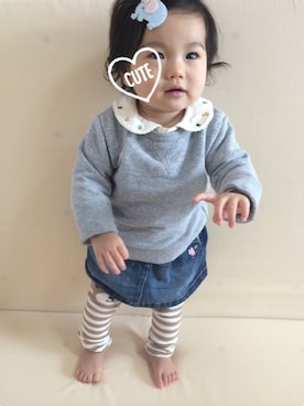 「スウェット×シャツ」｜「アイテム（その他）」を使った、yuzuさん（キッズ・70cm）の冬コーディネート