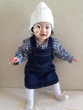 「アイテム（タイツ/ストッキング、ベージュ系）」を使った、yuzuさん（キッズ・70cm）の春コーディネート