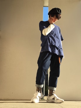 「adidas SLVR（アディダスシルバー）のアイテム」を使った、吉成 将さん（メンズ・170cm）の冬コーディネート