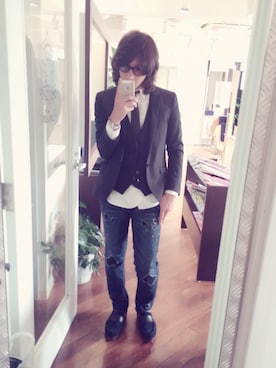 「Education from Youngmachines（エデュケーションフロムヤングマシーン）のアイテム（フォーマルスーツ/小物）」を使った、youwatanabeさん（メンズ・173cm）の秋コーディネート