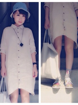 「アイテム（ハンチング/ベレー帽）」を使った、Tiffan Leeさん（レディース・160cm・10代）の夏コーディネート