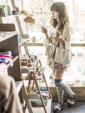「ニーハイソックス」｜「アイテム（その他アウター）」を使った、みきさん（レディース・155cm）の夏コーディネート