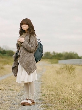 「アイテム（バックパック/リュック、ブルー系）」を使った、みきさん（レディース・155cm）の秋コーディネート
