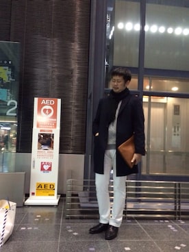 「ショッピング」｜「アイテム（チノパンツ）」を使った、くまがわっぴーさん（メンズ・186cm）の冬コーディネート