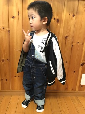 「ラブ＆ピース2016」｜「アイテム（オールインワン・サロペット）」を使った、megumicchi__さん（キッズ・90cm）の秋コーディネート