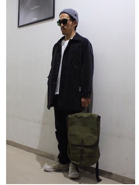 「BRIXTON（ブリクストン）のアイテム（ニットキャップ/ビーニー）」を使った、MIDTIDETOKYOBAYさん（メンズ・172cm）の秋コーディネート
