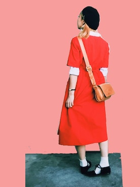 「VINTAGE（ヴィンテージ）のアイテム（バレエシューズ）」を使った、ももやまさん（レディース・155cm）の春コーディネート