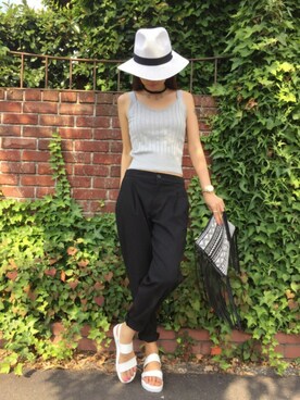 「7月WEAR夏のサンダル祭り」｜「アイテム（キャップ）」を使った、NOAさん（レディース・165cm）の夏コーディネート
