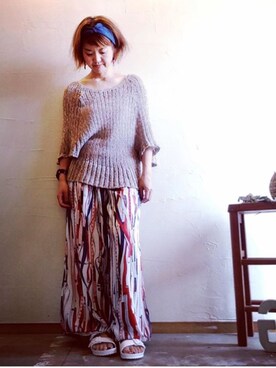 「UNPEU（アンプ）のアイテム」を使った、laugh mikaさん（レディース・160cm）の夏コーディネート