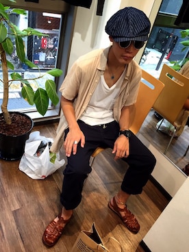 「SEVENDAYS=SUNDAY（セブンデイズサンデイ）のアイテム（キャスケット）」を使った、M.Mさん（メンズ・176cm）の夏コーディネート