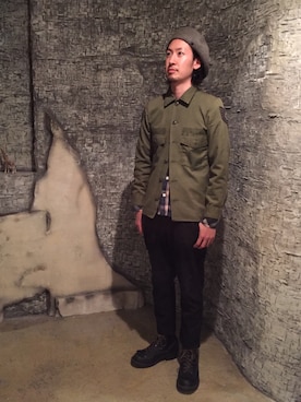 「WESCO（ウエスコ）のアイテム（ブーツ）」を使った、中嶋康智さん（メンズ・177cm）の冬コーディネート
