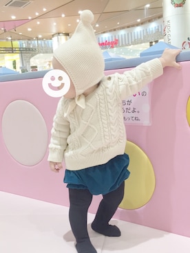 「ボンネット」｜「アイテム（ジャケット/アウター）」を使った、YUKI☻໊*೨⋆*✩さん（キッズ・70cm）の冬コーディネート