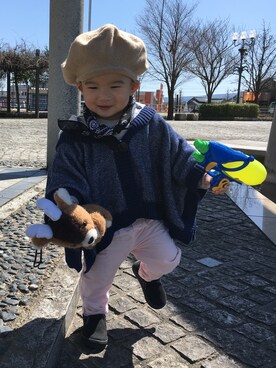 「OLD NAVY（オールドネイビー）のアイテム（ポンチョ）」を使った、aya02020202さん（キッズ・80cm）の春コーディネート