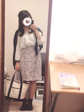 「RAY CASSIN（レイカズン）のアイテム（レインシューズ）」を使った、はる＠ 'ェ' ＠さん（レディース・154cm）の春コーディネート