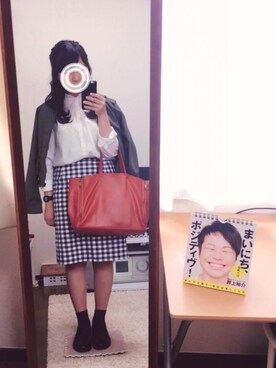 「アイテム（トートバッグ、オレンジ系）」を使った、はる＠ 'ェ' ＠さん（レディース・154cm）の夏コーディネート