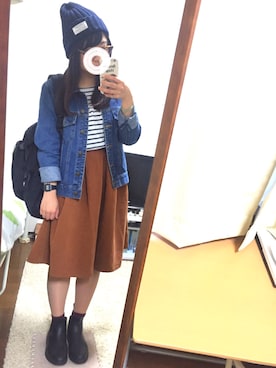 「RAY CASSIN（レイカズン）のアイテム（レインシューズ）」を使った、はる＠ 'ェ' ＠さん（レディース・154cm）の秋コーディネート
