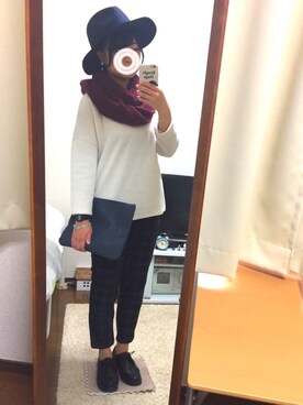 「GLOBAL WORK（グローバルワーク）のフェルトナカオレＨＡＴ/565115（ハット）」を使った、はる＠ 'ェ' ＠さん（レディース・154cm）の秋コーディネート