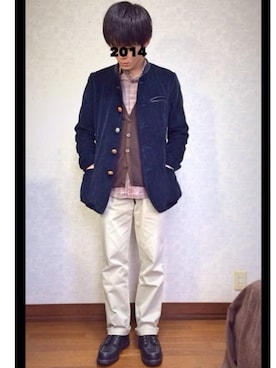 「Steven Alan」｜「アイテム（ノーカラージャケット）」を使った、　　.さん（メンズ・173cm）の冬コーディネート