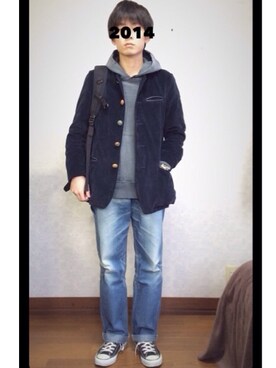 「Needles（ニードルス）のアイテム（ノーカラージャケット）」を使った、　　.さん（メンズ・173cm）の冬コーディネート