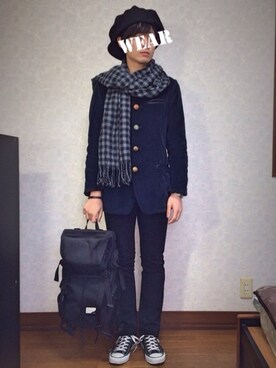 「Needles（ニードルス）のアイテム（ノーカラージャケット）」を使った、　　.さん（メンズ・173cm）の冬コーディネート