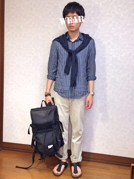 「ジャパンブルー」｜「アイテム（その他）」を使った、　　.さん（メンズ・173cm）の夏コーディネート