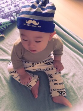 「WASK（ワスク）のアイテム（帽子）」を使った、BONchelさん（キッズ・80cm）の秋コーディネート