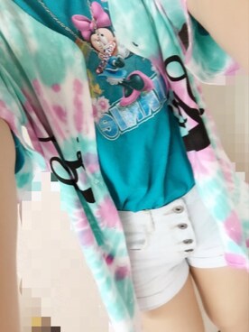 「アイテム（アクセサリー、パープル系）」を使った、アオミドロさん（レディース・155cm）の春コーディネート