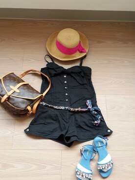 「Barbie（バービー）のアイテム（つなぎ/オールインワン）」を使った、江媽媽さん（レディース・152cm）の春コーディネート