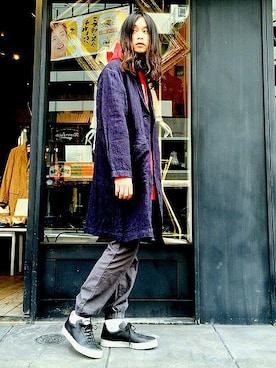 「Johnbull Private labo（ジョンブルプライベートラボ）のアイテム（チェスターコート）」を使った、TK networkさん（メンズ・183cm）の春コーディネート