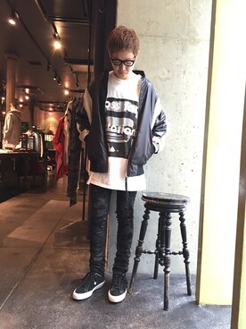 「KMRii（ケムリ）のアイテム（ブルゾン）」を使った、takaya  ogawaさん（メンズ・172cm）の春コーディネート