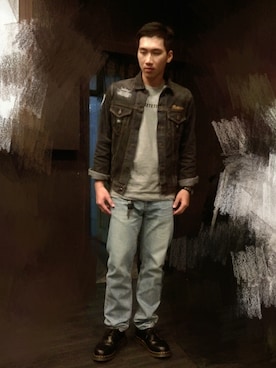 「REMIX（リミックス）のアイテム（ジャケット/アウター）」を使った、阿展さん（メンズ・175cm）の冬コーディネート