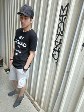 「SQUAD（スクアッド）のアイテム」を使った、阿展さん（メンズ・175cm）の夏コーディネート