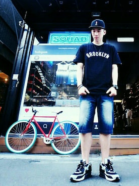 「SQUAD（スクアッド）のアイテム」を使った、阿展さん（メンズ・175cm）の秋コーディネート