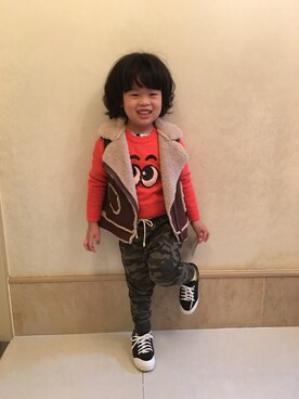 「Koreaのアイテム（トップス、オレンジ系）」を使った、JCさん（レディース・165cm）の冬コーディネート