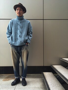「Johnbull Private labo（ジョンブルプライベートラボ）のアイテム（ニット/セーター）」を使った、shouhei@class.さん（メンズ・175cm）の冬コーディネート