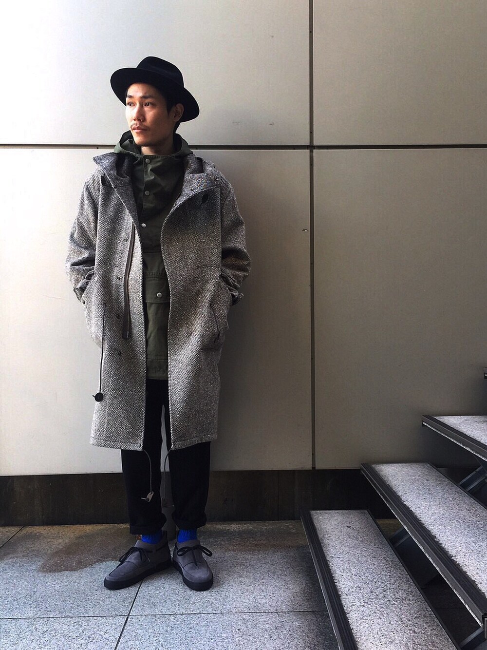「ミリタリー」｜「Johnbull Private laboのアイテム（モッズコート、グレー系）」を使った、shouhei@class.さん（メンズ・175cm）の冬コーディネートの1枚目の写真
