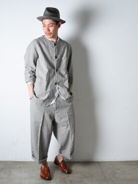 「Johnbull Private labo（ジョンブルプライベートラボ）のアイテム（ノーカラージャケット）」を使った、shouhei@class.さん（メンズ・175cm）の冬コーディネート
