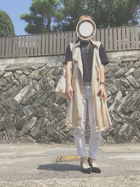 「コンサバ」｜「アイテム（トレンチコート）」を使った、# Yさん（レディース・159cm）の夏コーディネート