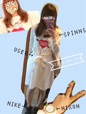 「白スカート」｜「アイテム（スウェット）」を使った、saori.kさん（レディース・162cm）の春コーディネート