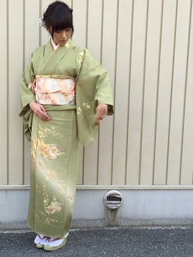 「アイテム（浴衣、グリーン系）」を使った、aya*さん（レディース・157cm）の秋コーディネート