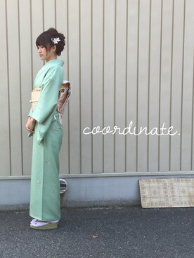 「アイテム（浴衣、グリーン系）」を使った、aya*さん（レディース・157cm）の秋コーディネート